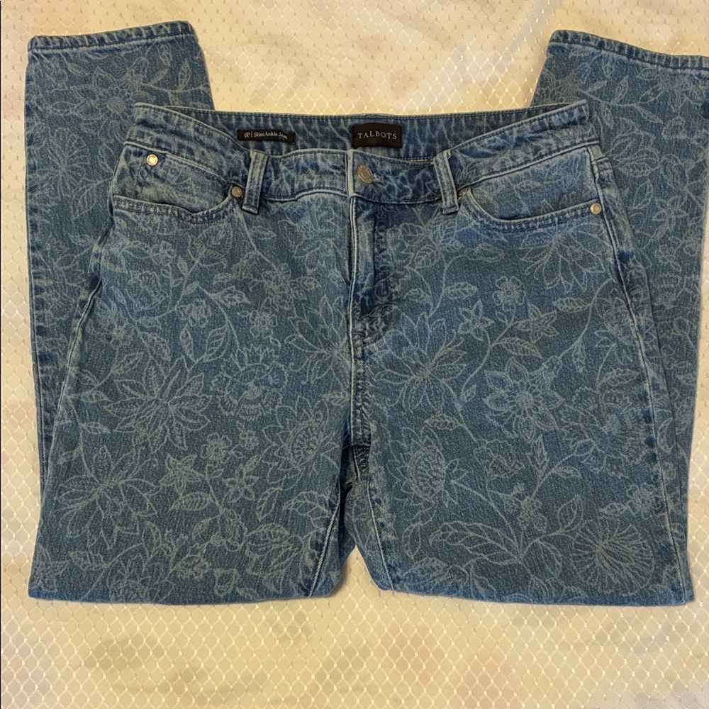 Talbots Petite Floral Slim Ankle Jeans EUC PRICE DROP!!